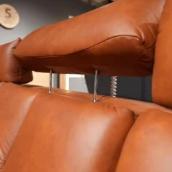 Hukla Ecksofas|Ecksofa 4058 Leder Cloudy Cognac 59 Gestell Metall Schwarz Lackiert Inklusive Kissen