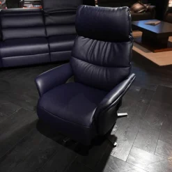 himolla Polstergruppen|Ecksofa 1505 Leder L24 Longru Pazifik Dunkelblau Inklusive Relaxsessel Small 7052 35U44