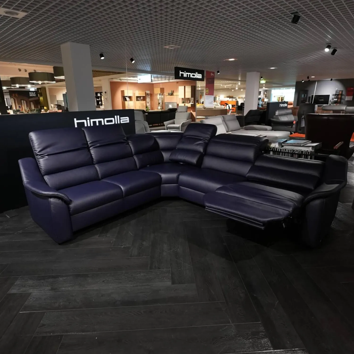 himolla Polstergruppen|Ecksofa 1505 Leder L24 Longru Pazifik Dunkelblau Inklusive Relaxsessel Small 7052 35U44