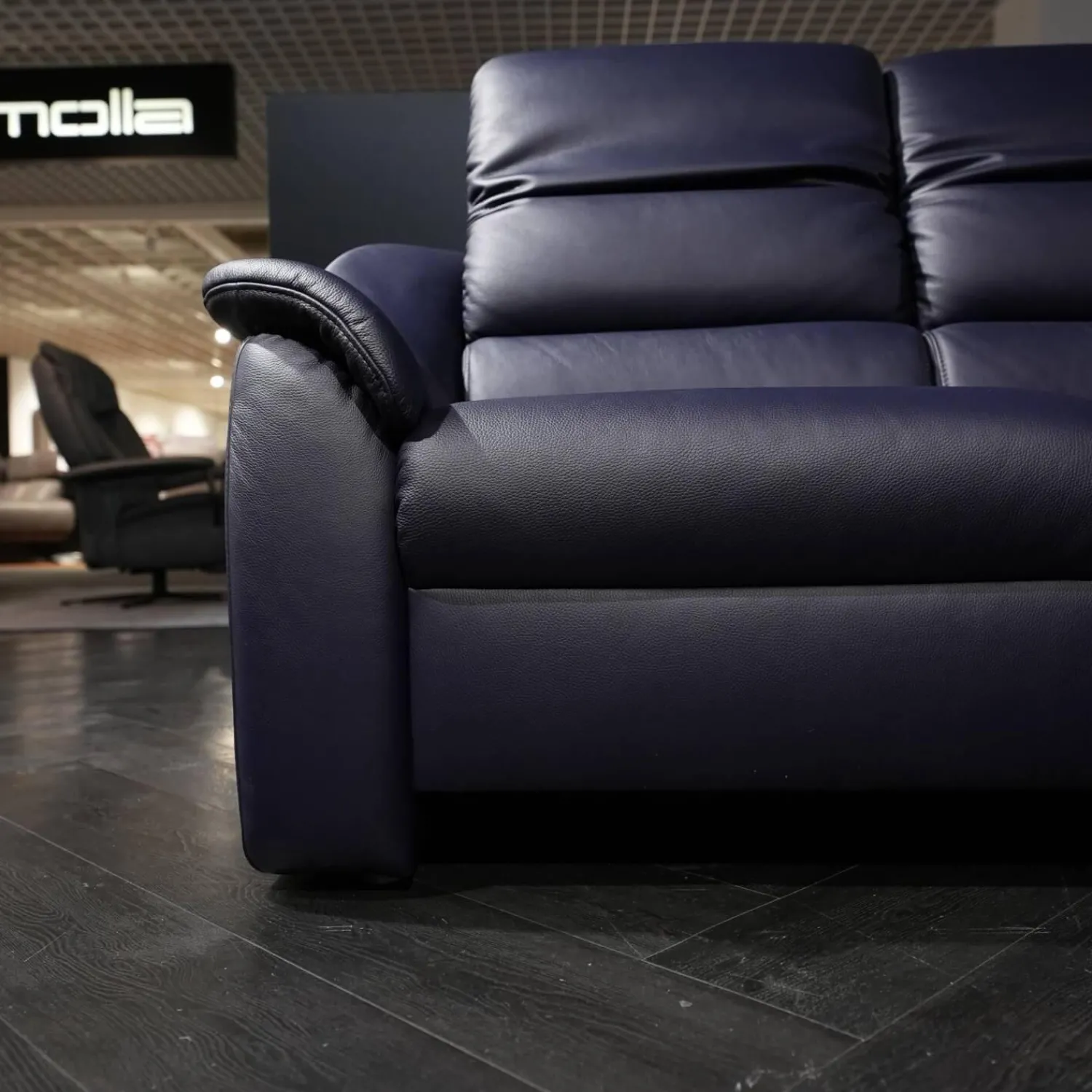 himolla Polstergruppen|Ecksofa 1505 Leder L24 Longru Pazifik Dunkelblau Inklusive Relaxsessel Small 7052 35U44