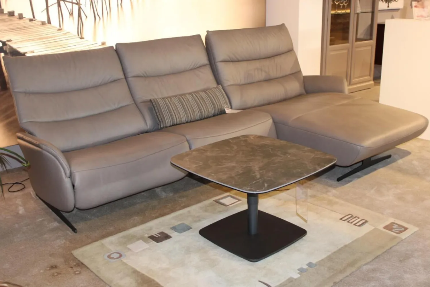 himolla Ecksofas|Ecksofa 4050 Leder Longlife Soft Shadow Grau mit Relaxfunktion