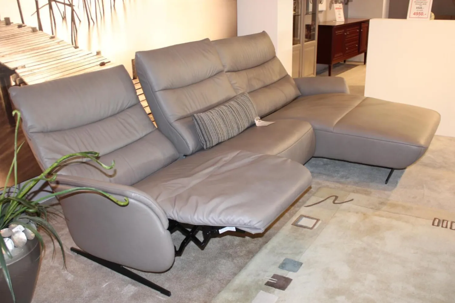 himolla Ecksofas|Ecksofa 4050 Leder Longlife Soft Shadow Grau mit Relaxfunktion