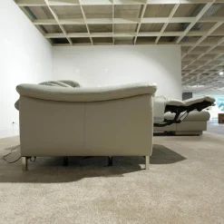 himolla Ecksofas|Ecksofa 1826 Leder Longru Silber Grau Füße Edelstahl Gebürstet Mit Elektrischem Wall Free Beschlag