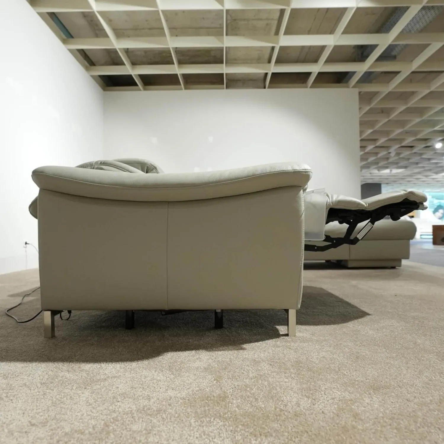 himolla Ecksofas|Ecksofa 1826 Leder Longru Silber Grau Füße Edelstahl Gebürstet Mit Elektrischem Wall Free Beschlag