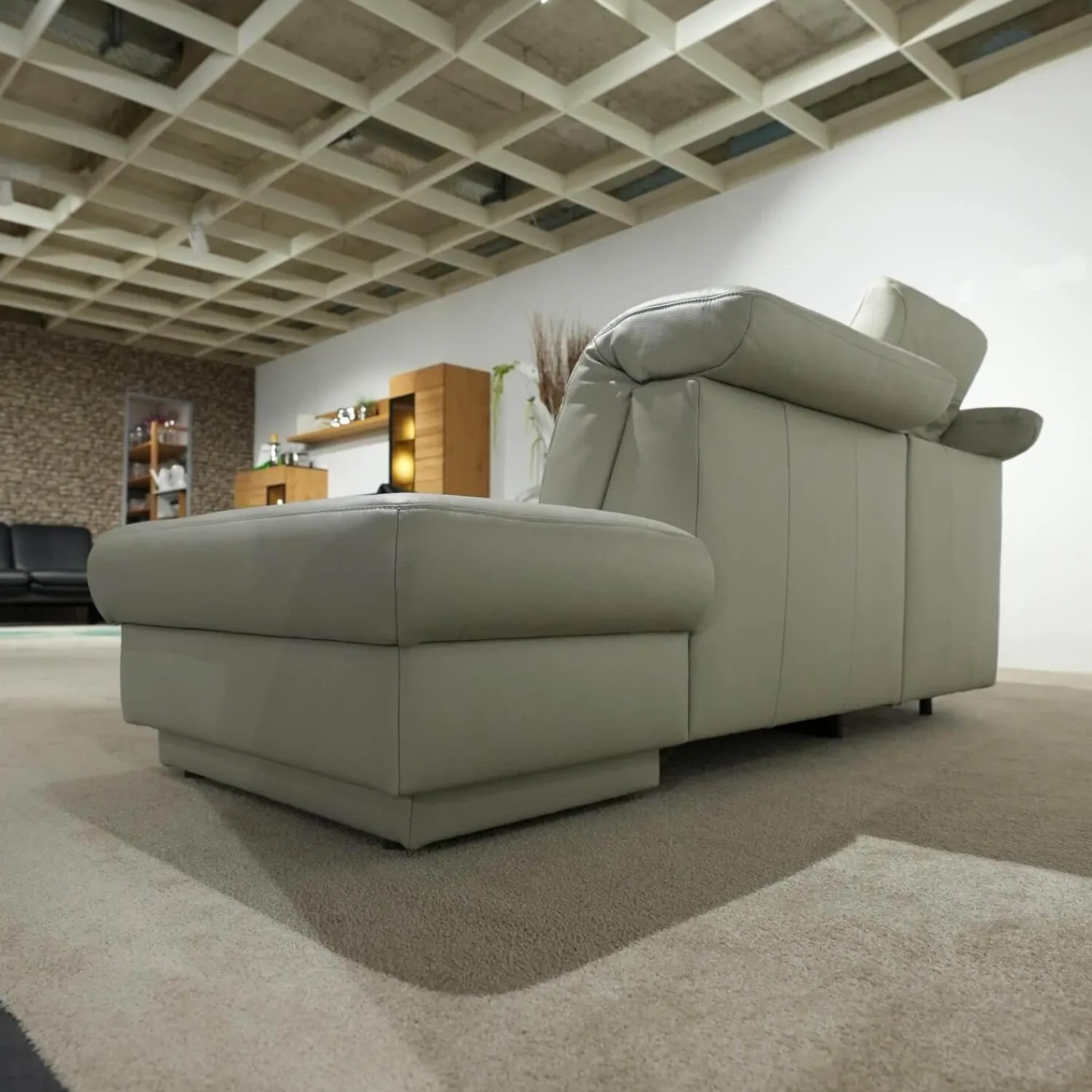 himolla Ecksofas|Ecksofa 1826 Leder Longru Silber Grau Füße Edelstahl Gebürstet Mit Elektrischem Wall Free Beschlag