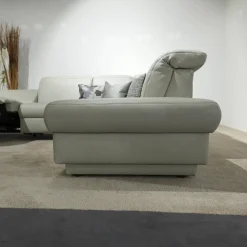 himolla Ecksofas|Ecksofa 1826 Leder Longru Silber Grau Füße Edelstahl Gebürstet Mit Elektrischem Wall Free Beschlag