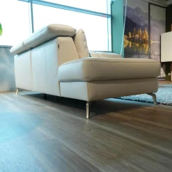 Rom Ecksofas|Ecksofa 9200 Leder Montana Angora Weiß Füße Metall Gebürstet Mit Elektrischer Verstellung