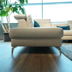 Rom Ecksofas|Ecksofa 9200 Leder Montana Angora Weiß Füße Metall Gebürstet Mit Elektrischer Verstellung