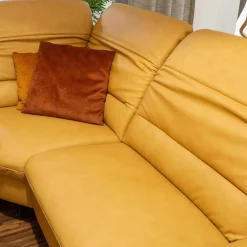 Musterring Ecksofas|Ecksofa 1380 Leder Vivre Honey Gelb Füße Aluminium Mit Herz Waage Funktion Und Aufklappbarem Anstellhocker