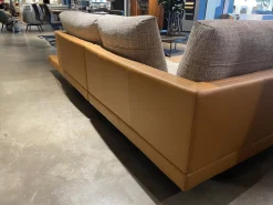 Rolf Benz Ecksofas|Ecksofa 60 Sina Korpus Leder 38 111 Ockerbraun Braun Sitz Stoff 26 383 Sandgelb Grau Gestell Schwarz