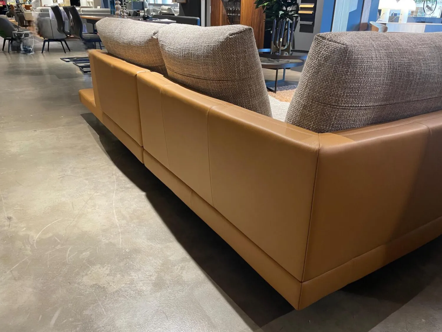 Rolf Benz Ecksofas|Ecksofa 60 Sina Korpus Leder 38 111 Ockerbraun Braun Sitz Stoff 26 383 Sandgelb Grau Gestell Schwarz