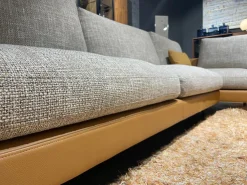Rolf Benz Ecksofas|Ecksofa 60 Sina Korpus Leder 38 111 Ockerbraun Braun Sitz Stoff 26 383 Sandgelb Grau Gestell Schwarz