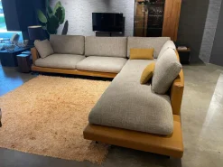 Rolf Benz Ecksofas|Ecksofa 60 Sina Korpus Leder 38 111 Ockerbraun Braun Sitz Stoff 26 383 Sandgelb Grau Gestell Schwarz