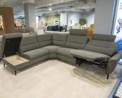 himolla Ecksofas|Ecksofa 1175 Spektra Stoff 24 Q2 Fashion Grau Fuß Metall Anthrazit Pulverbeschichtet