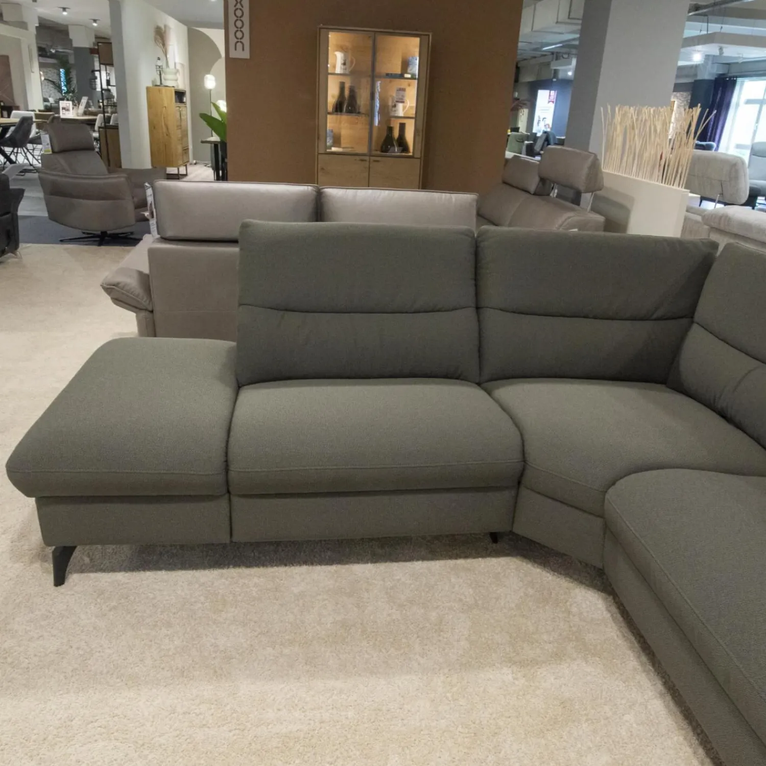 himolla Ecksofas|Ecksofa 1175 Spektra Stoff 24 Q2 Fashion Grau Fuß Metall Anthrazit Pulverbeschichtet