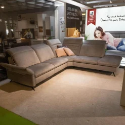 Hukla Ecksofas|Ecksofa 4056 Stoff 22 Joyce Silver SP 19 Grau Metallfuß Schwarz Mit Kissen