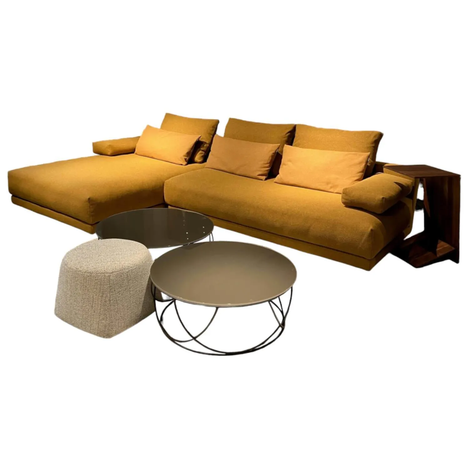 freistil Rolf Benz Ecksofas|Ecksofa 142 Stoff 1 Medium Braun Beige mit 8 Kissen