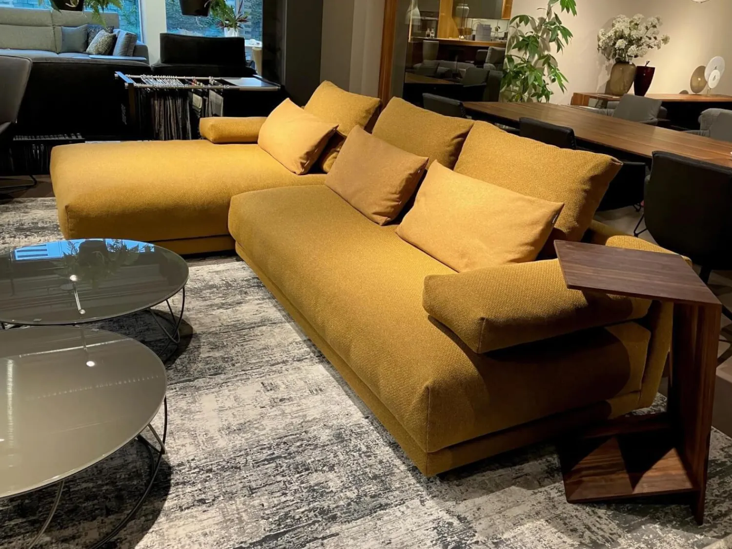 freistil Rolf Benz Ecksofas|Ecksofa 142 Stoff 1 Medium Braun Beige mit 8 Kissen