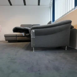 himolla Ecksofas|Ecksofa 1924 Stoff 24 Q2 Fashio Magma Grau Fuß Edelstahloptik