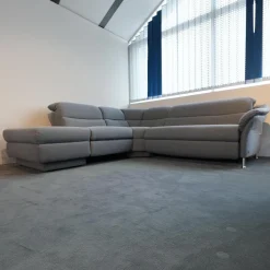 himolla Ecksofas|Ecksofa 1924 Stoff 24 Q2 Fashio Magma Grau Fuß Edelstahloptik