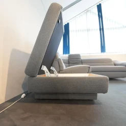 himolla Ecksofas|Ecksofa 1924 Stoff 24 Q2 Fashio Magma Grau Fuß Edelstahloptik