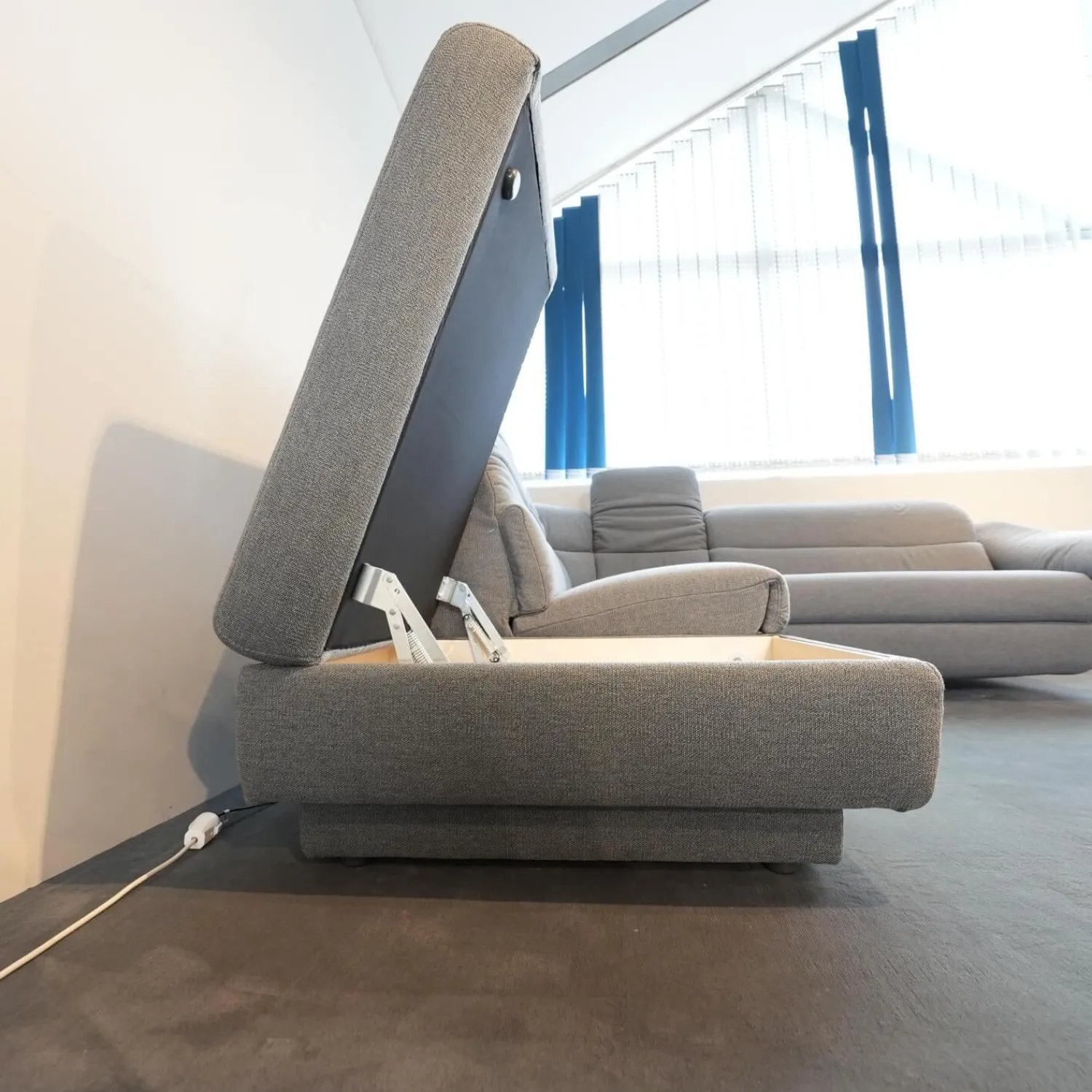 himolla Ecksofas|Ecksofa 1924 Stoff 24 Q2 Fashio Magma Grau Fuß Edelstahloptik