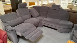 Arco Ecksofas|Ecksofa 50003 Stoff Dana Stahl mit Relaxsessel und verschiedenen Funktionen