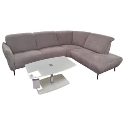 Arco Ecksofas|Ecksofa 50021 Stoff Ebba Quarz Grau Fuß Schwarz mit Kopfteilverstellung