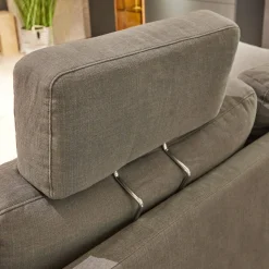 Musterring Ecksofas|Ecksofa 4530 Stoff JAB 13723 Aqua Grau Metallkufe Schwarz Matt Mit Kopfstütze XL