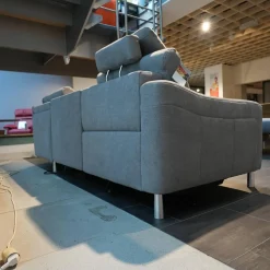 Zehdenick Ecksofas|Ecksofa 4305 Stoff Miro Silver Grau Füße Metall Inklusive Kopfstütze