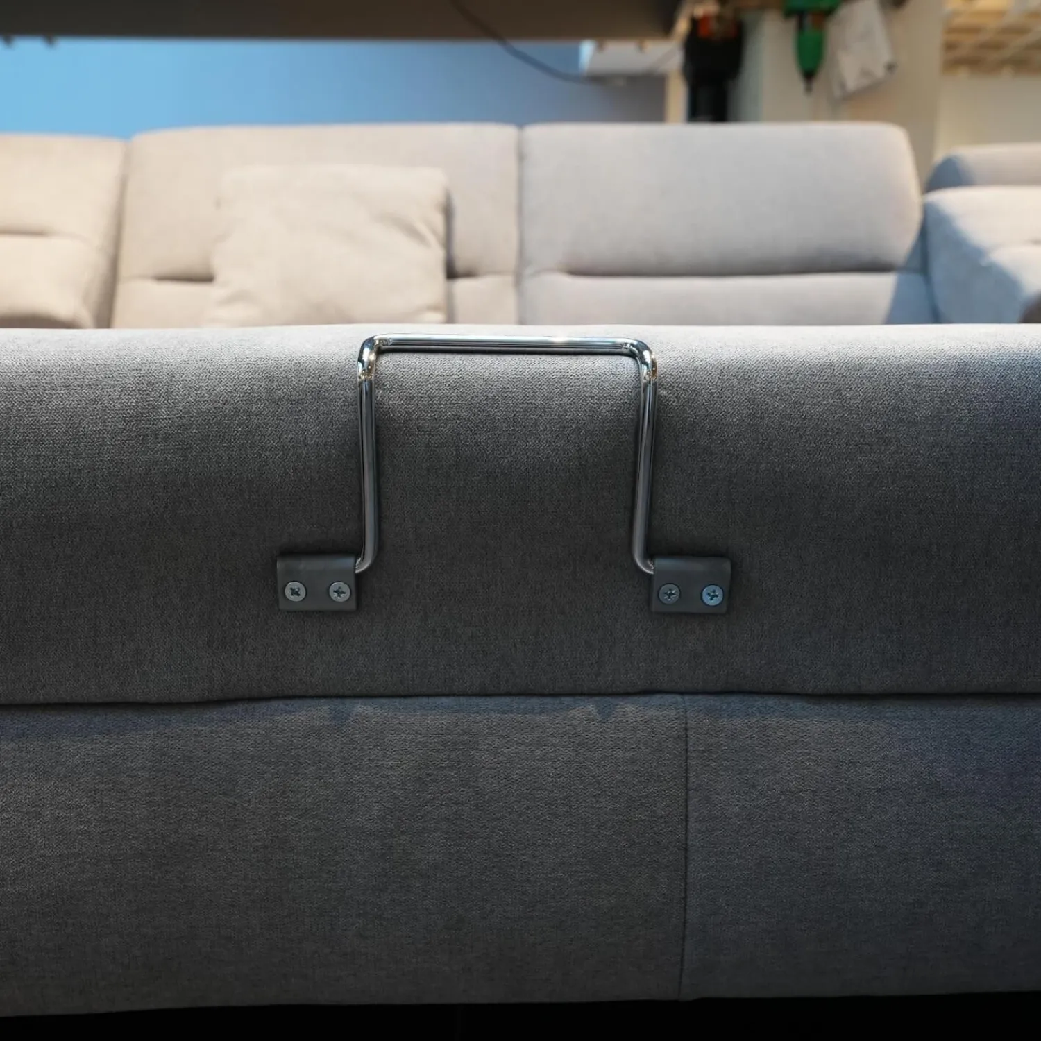Zehdenick Ecksofas|Ecksofa 4305 Stoff Miro Silver Grau Füße Metall Inklusive Kopfstütze