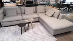 Flexlux Ecksofas|Ecksofa 16000 Stoff Venezia Sky Blue Grau Füße Metall Schwarz