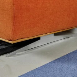 Zehdenick Ecksofas|Ecksofa 4300 Stoff Vincent Soft Terra Orange Sichtrahmen Wildeiche Geölt Fuß Metallkufe Edelstahlfarbig Mit Hocker