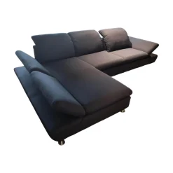 W. Schillig Ecksofas|Ecksofa 15278 Taoo Stoff W6128 Blau Metallfüße Matt Gebürstet Mit Kopfteilverstellung Und Hocker