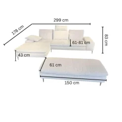 W. Schillig Ecksofas|Ecksofa 16540 Valentinoo W60 22 Silbergrau Fuße FC3 Schwarz M99 Mit Sitztiefenverstellung Inklusive Hocker Und Kopfstütze