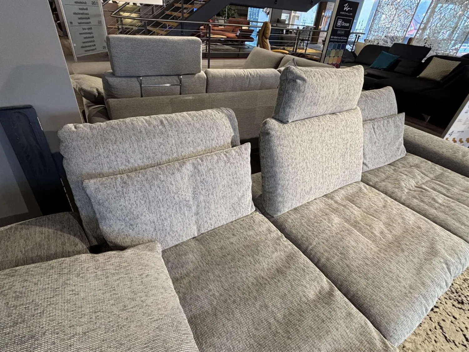 W. Schillig Ecksofas|Ecksofa 16540 Valentinoo W60 22 Silbergrau Fuße FC3 Schwarz M99 Mit Sitztiefenverstellung Inklusive Hocker Und Kopfstütze