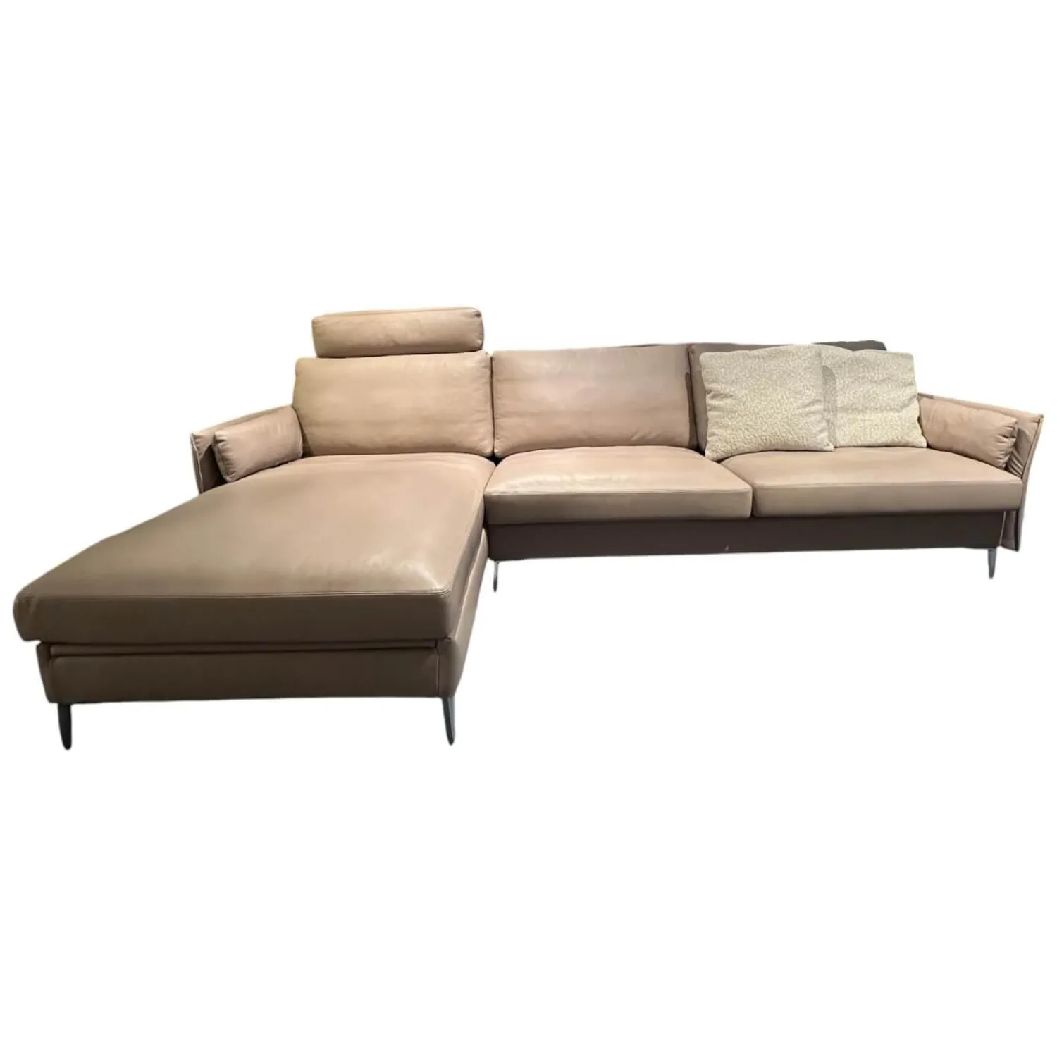 Erpo Ecksofas|Ecksofa 05550001 XC Leder Touch J Stone Beige Fuß Aluminium