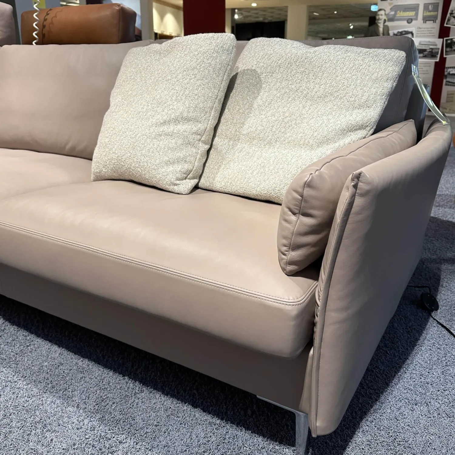 Erpo Ecksofas|Ecksofa 05550001 XC Leder Touch J Stone Beige Fuß Aluminium
