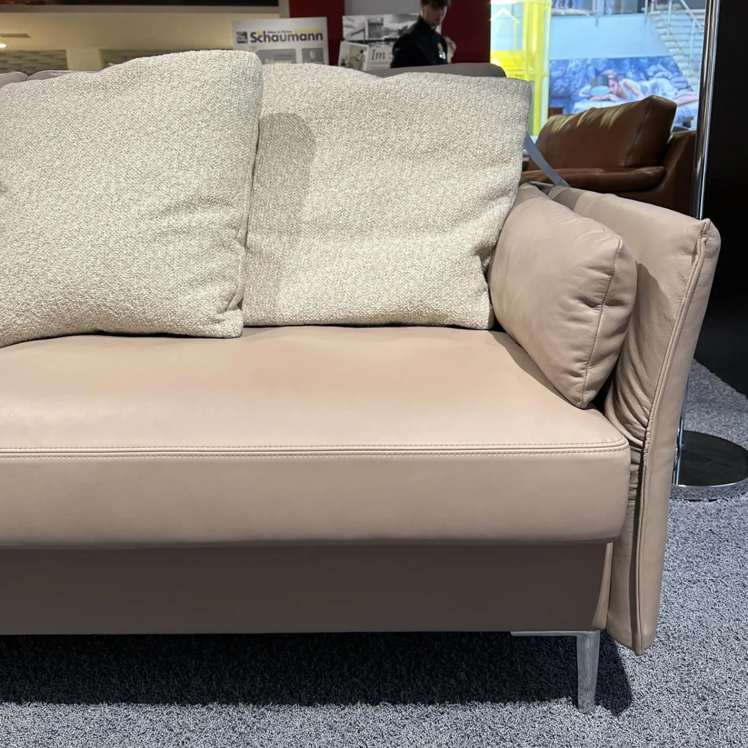 Erpo Ecksofas|Ecksofa 05550001 XC Leder Touch J Stone Beige Fuß Aluminium