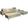 Erpo Ecksofas|Ecksofa 05550003 XC Stoff 19 Serra 2041 02 Beige Grau Metallfuß 57 Matt Chrom
