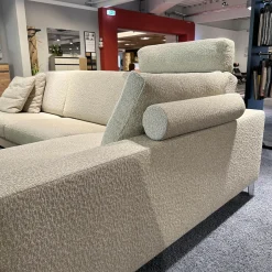 Erpo Ecksofas|Ecksofa 05550003 XC Stoff 19 Serra 2041 02 Beige Grau Metallfuß 57 Matt Chrom