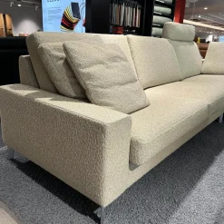 Erpo Ecksofas|Ecksofa 05550003 XC Stoff 19 Serra 2041 02 Beige Grau Metallfuß 57 Matt Chrom