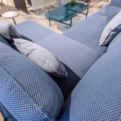 Rolf Benz Ecksofas|Ecksofa Addit Stoff 22.300 Saphirblau mit 4 Kissen und Tableau Nussbaum