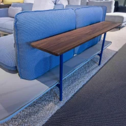 Rolf Benz Ecksofas|Ecksofa Addit Stoff 22.300 Saphirblau mit 4 Kissen und Tableau Nussbaum