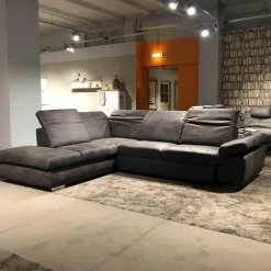 Megapol Ecksofas|Ecksofa Agent Stoff Saddle Anthrazit mit Verstellfunktionen und Stauraum