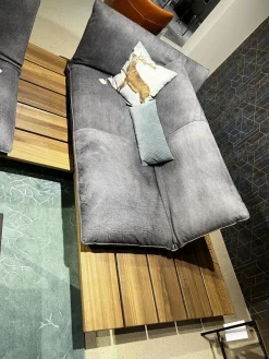 Bullfrog Ecksofas|Ecksofa Akito Leder Crazy Nubuk 2510 73 Graphit Grau Plateau Räuchereiche Winkelfuß Stahl Schwarz Matt