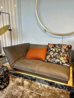 Bullfrog Ecksofas|Ecksofa Akito Leder Rhino Elefant 2399 63 Braun Grau Plattform Wildeiche Füße Stahl Schwarz Pulverbeschichtet