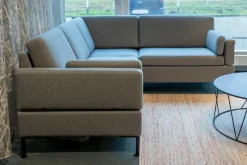 Brühl Ecksofas|Ecksofa Alba all in one Stoff 4491-60 Hellblau Füße Metall Schwarz Lackiert