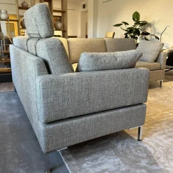 Brühl Ecksofas|Ecksofa Alba Bezug Stoff 2480 45 Grau Abziehbar Winkelfuß Verchromt Glänzend Mit Klappbarem Armteil