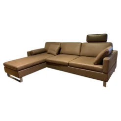 Brühl Ecksofas|Ecksofa Alba System M Leder Pearl 85 Schlammgrau